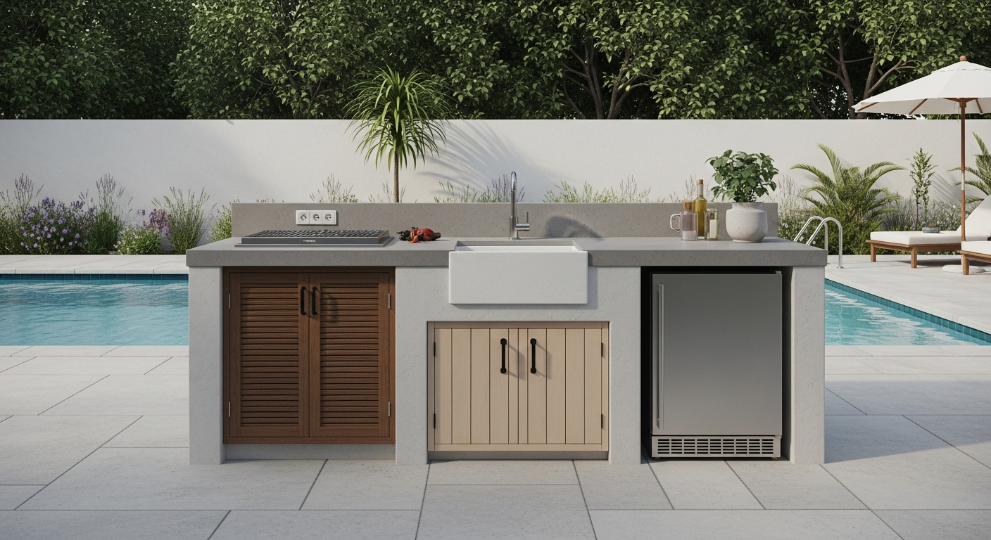 Outdoor Kitchen with Sink and Fridge
