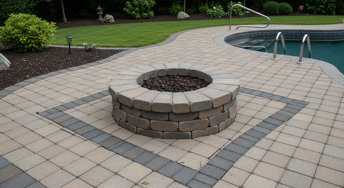 Backyard Pavers With Fire Pit