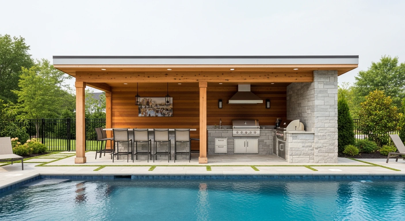 Pool House with Outdoor Kitchen